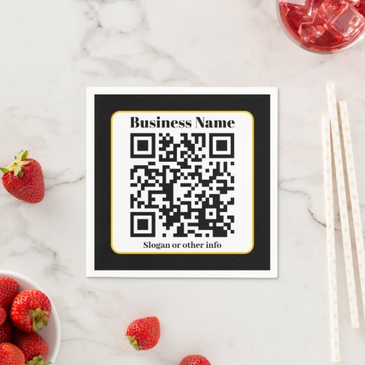 Creëer Uw eigen QR-code | Zwart Wit Gouden Rand Servet (Insitu)