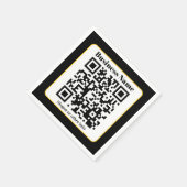 Creëer Uw eigen QR-code | Zwart Wit Gouden Rand Servet (Hoek)