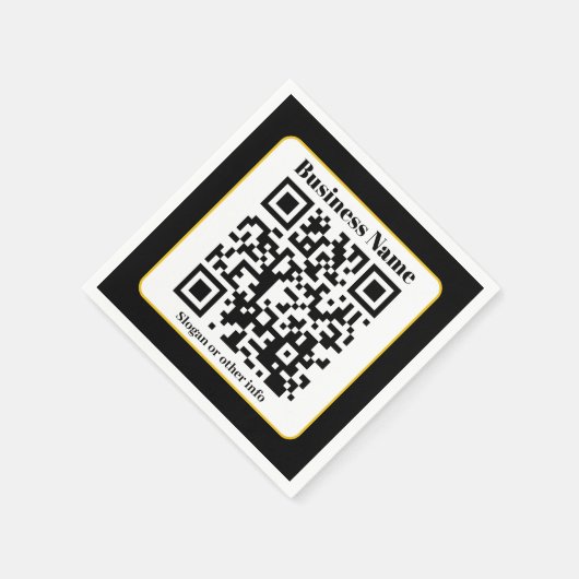 Creëer Uw eigen QR-code | Zwart Wit Gouden Rand Servet (Hoek)
