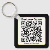 Creëer Uw eigen QR-code | Zwart Wit Gouden Rand Sleutelhanger (Voorkant)