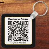 Creëer Uw eigen QR-code | Zwart Wit Gouden Rand Sleutelhanger (Achterkant)