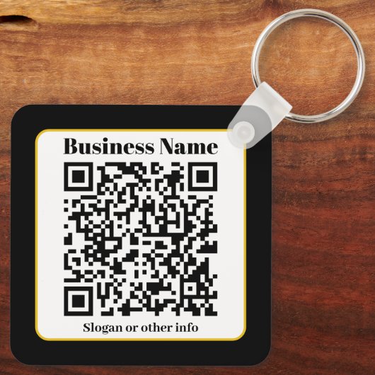 Creëer Uw eigen QR-code | Zwart Wit Gouden Rand Sleutelhanger (Achterkant)