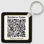 Creëer Uw eigen QR-code | Zwart Wit Gouden Rand Sleutelhanger (Achterkant)