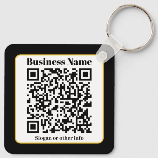 Creëer Uw eigen QR-code | Zwart Wit Gouden Rand Sleutelhanger (Achterkant)