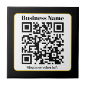 Creëer Uw eigen QR-code | Zwart Wit Gouden Rand Tegeltje (Voorkant)