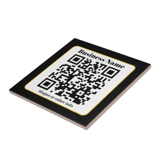 Creëer Uw eigen QR-code | Zwart Wit Gouden Rand Tegeltje (Zijkant)