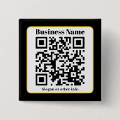 Creëer Uw eigen QR-code | Zwart Wit Gouden Rand Vierkante Button 5,1 Cm (Voorkant)