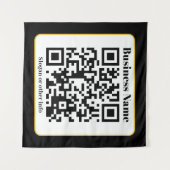 Creëer Uw eigen QR-code | Zwart Wit Gouden Rand Wandkleed (Voorkant (horizontaal))