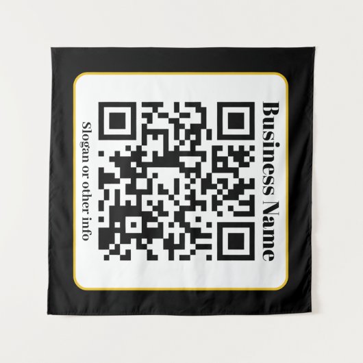 Creëer Uw eigen QR-code | Zwart Wit Gouden Rand Wandkleed (Voorkant (horizontaal))