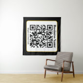 Creëer Uw eigen QR-code | Zwart Wit Gouden Rand Wandkleed (In Situ (horizontaal))