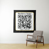 Creëer Uw eigen QR-code | Zwart Wit Gouden Rand Wandkleed (In situ)