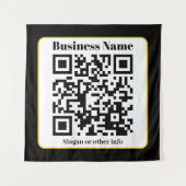 Creëer Uw eigen QR-code | Zwart Wit Gouden Rand Wandkleed (Voorkant)