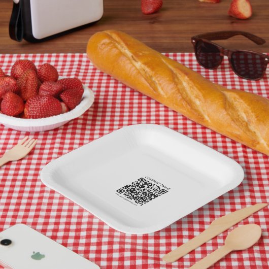 Creëer Uw eigen QR-code | Zwart-Wit Papieren Bordje (Picknick)