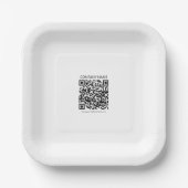 Creëer Uw eigen QR-code | Zwart-Wit Papieren Bordje (Voorkant)