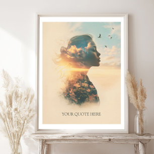 Creëer Uw Eigen Quote-Dromerige Vrouw & Natuur Poster