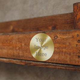 Creëer Uw eigen radiaal geborsteld 14K goud metall Ronde Sticker