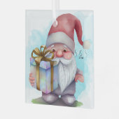 Creëer Uw eigen Rainbow Cadeau Christmas Gnome Glas Ornament (Voorkant links)
