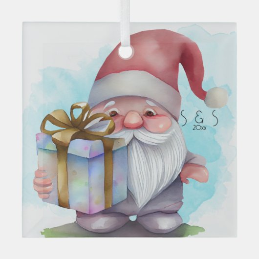 Creëer Uw eigen Rainbow Cadeau Christmas Gnome Glas Ornament (Voorkant)