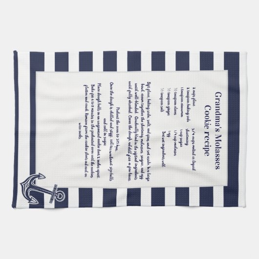 Creëer Uw eigen receptie is de marine blauw anchor Theedoek (Horizontaal)