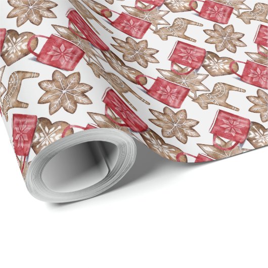 Creëer Uw eigen Red & Gold Hygge Cookies & Cacao Cadeaupapier (Rol Hoek)