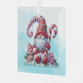 Creëer Uw eigen Regal Peppermint Christmas Gnome Glas Ornament (Voorkant links)