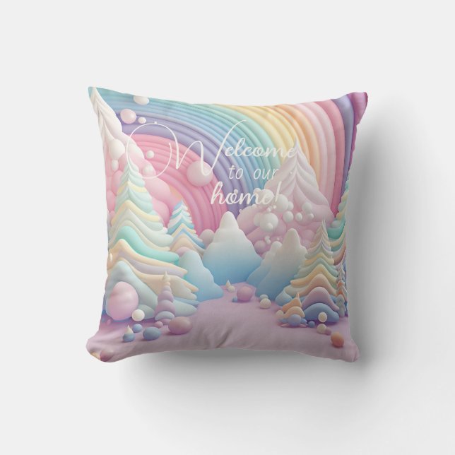 Creëer Uw eigen regenboog Snoep kerstbomen Kussen (Voorkant)