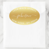 Creëer Uw eigen retouradres Goud Wit Ovale Sticker (Tas)