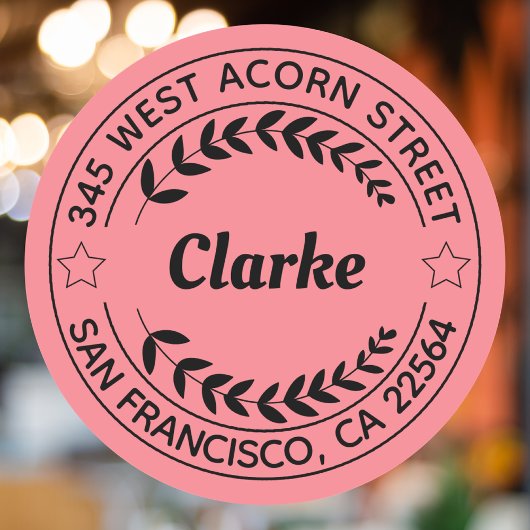 Creëer Uw eigen retouradres Zwart en Roze Ronde Sticker