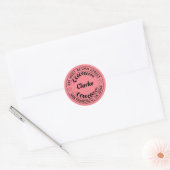 Creëer Uw eigen retouradres Zwart en Roze Ronde Sticker (Envelop)