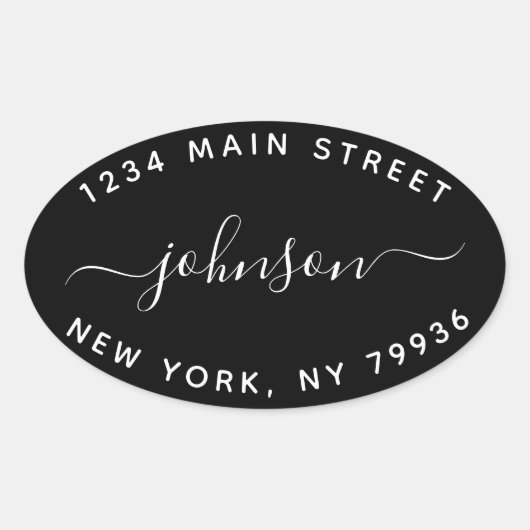 Creëer Uw eigen retouradres Zwart Wit Ovale Sticker (Voorkant)