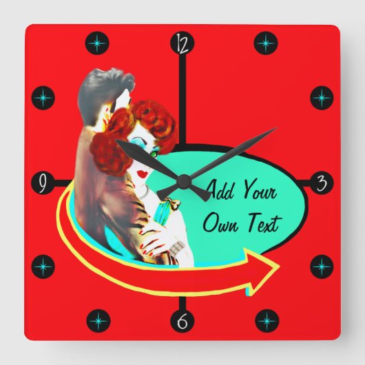 Creëer Uw eigen Retro  50s Diner Vierkante Klok (Voorkant)