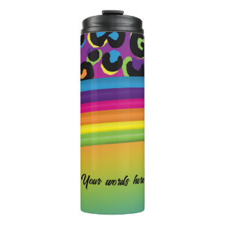 Creëer Uw eigen Retro 90s Rainbow & Leopard Print Thermosbeker
