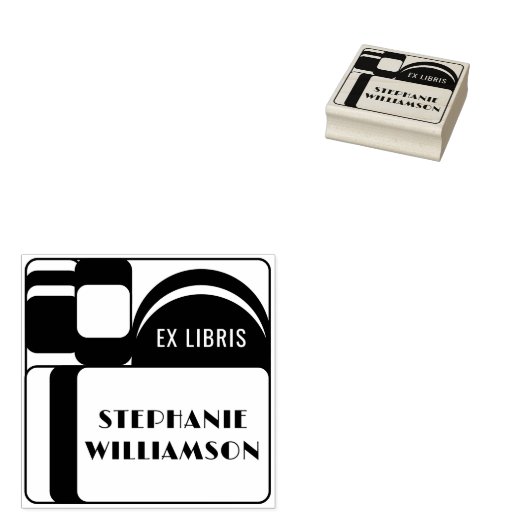 Creëer Uw eigen  Retro Ex Libris Naam Rubberstempel (Gestempeld)