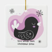 Creëer uw eigen retro Franse Hen Kerstmis Keramisch Ornament (Achterkant)