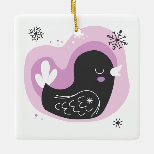 Creëer uw eigen retro Franse Hen Kerstmis Keramisch Ornament (Voorkant)