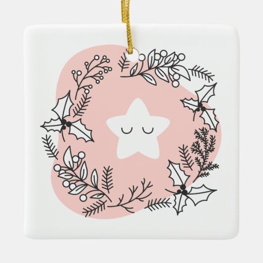 Creëer uw eigen retro kerstster keramisch ornament (Voorkant)