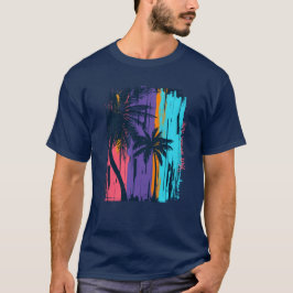 Creëer Uw eigen retro kunst tropische zonsondergan T-shirt