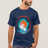 Creëer Uw eigen retro kunst tropische zonsondergan T-shirt (Voorkant)