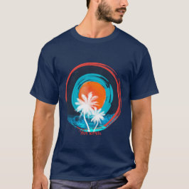 Creëer Uw eigen retro kunst tropische zonsondergan T-shirt