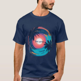 Creëer Uw eigen retro kunst tropische zonsondergan T-shirt