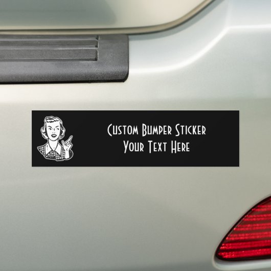 CREËER UW EIGEN RETRO MAD HOUSEWIFE GIFTS BUMPERSTICKER (Op auto)