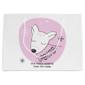 Creëer uw eigen retro rendier roze kerst groot cadeauzakje (Voorkant)