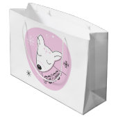 Creëer uw eigen retro rendier roze kerst groot cadeauzakje (Achterkant Gekanteld)