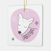 Creëer uw eigen retro rendier roze kerst keramisch ornament (Links)