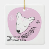 Creëer uw eigen retro rendier roze kerst keramisch ornament (Achterkant)
