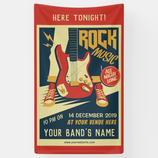 Creëer uw eigen Retro Rock muziekbanner Spandoek (Verticaal)
