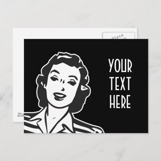 CREËER UW EIGEN RETRO SMILLE VROUWENGIFTEN BRIEFKAART (Voorkant / Achterkant)