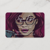 Creëer Uw Eigen Retro Vrouw In Een Bril Op De Tele Visitekaartje (Achterkant)