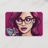 Creëer Uw Eigen Retro Vrouw In Een Bril Op De Tele Visitekaartje (Voorkant)