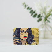 Creëer Uw Eigen Retro Vrouw Op Mobiele Telefoon Visitekaartje (Staand voorkant)
